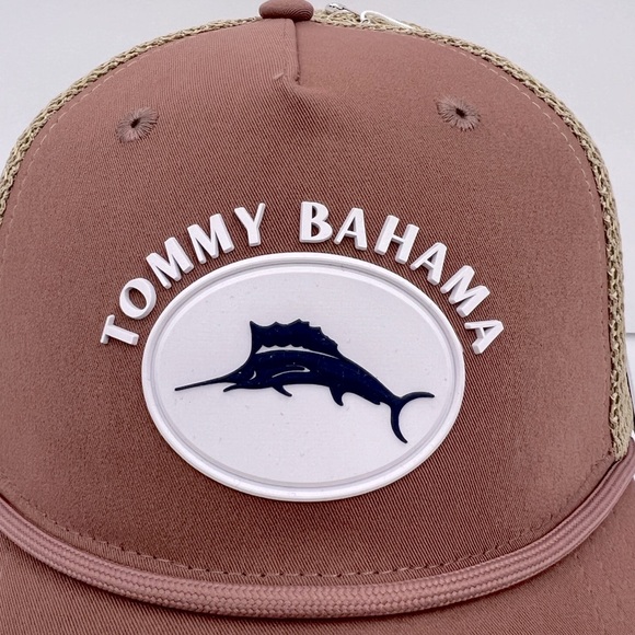 TOMMY BAHAMA CAP/HAT, 3D MARLON FISH LOGO, GREY COOL MESH, MAUVE & TAN COLORS - Picture 6 of 14